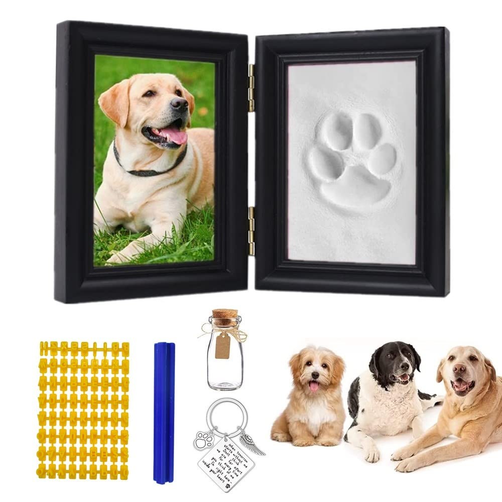 Pet Paw Print Keepsake Kit,Dog Memorial Photo Frame Dog Gifts for Paw Print F...