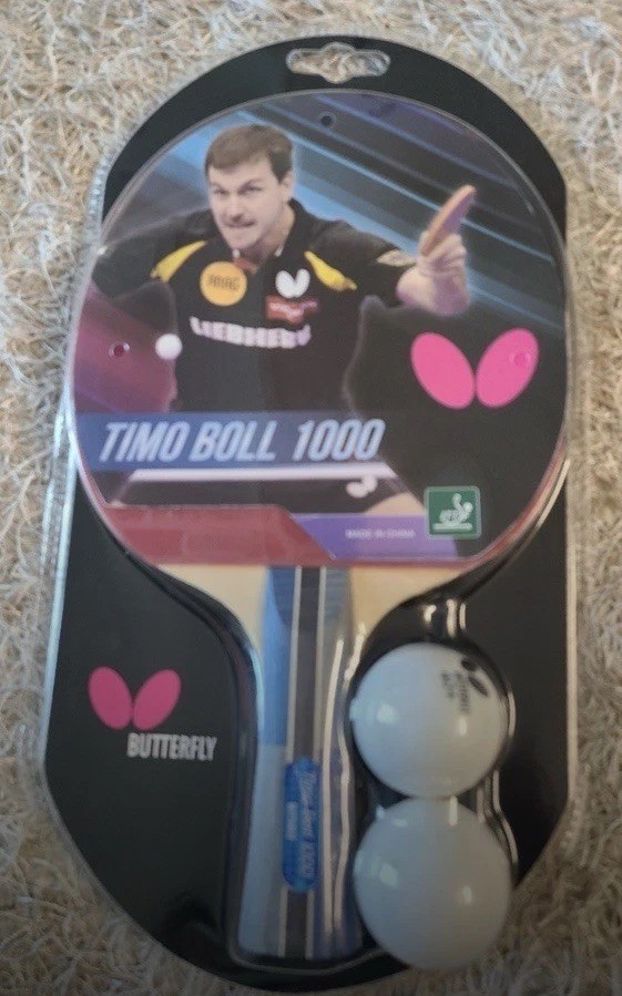 Butterfly Timo Boll 1000 Table Tennis Racket Paddle Set + 2 Balls Shakehand