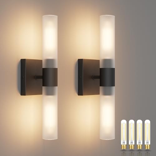 Wall Sconces Set of Two,15.7in Dimmable Hardwired LED Sconce Lighting Black