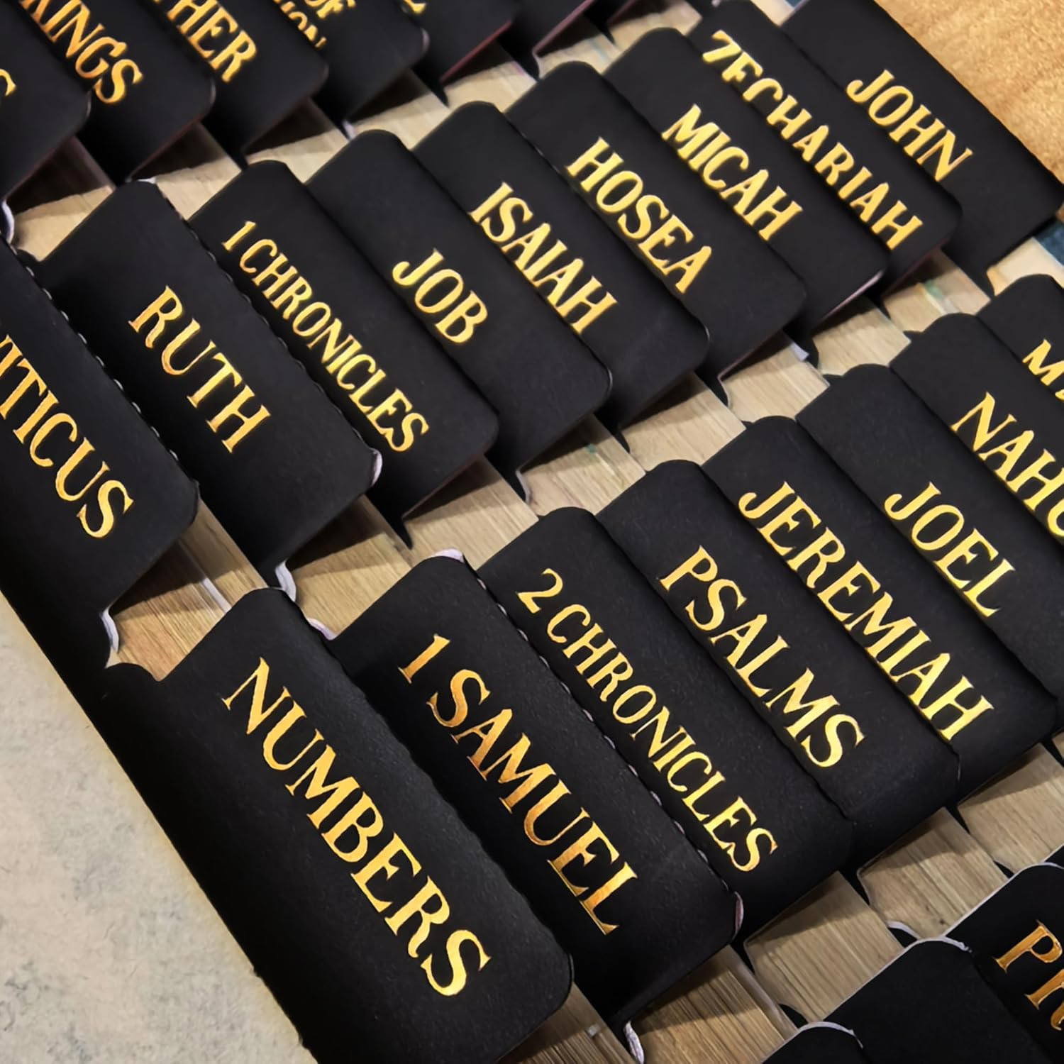 Laminated Bible Tabs, Gold Foil Embossed Lettering Bible Chapter Index Tabs for 