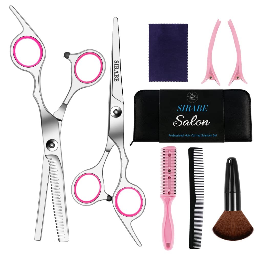 9 PCS Hair Cutting Scissors Thinning Shears Kit, Professional Haircut Scissor...