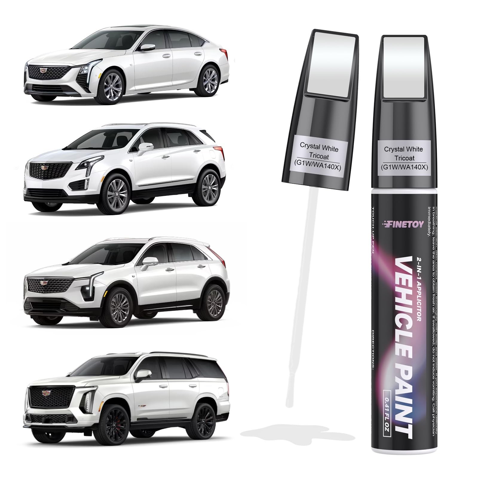 Crystal White Tricoat(G1W/WA140X) Touch up Paint for Cadillac, Quick & Easy F...