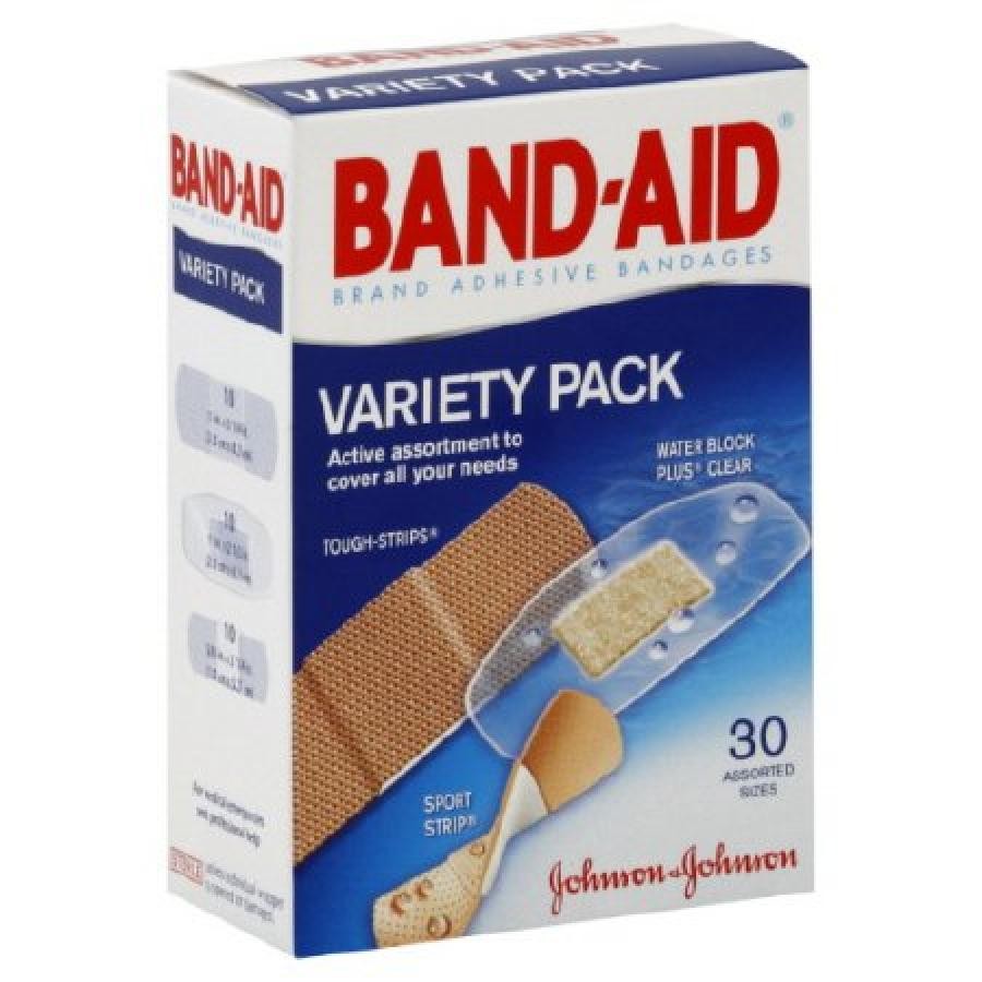 Band-Aid Variety Pack Adhesive Strips Assorted Sizes Clear/Tan Fabric/Plastic 