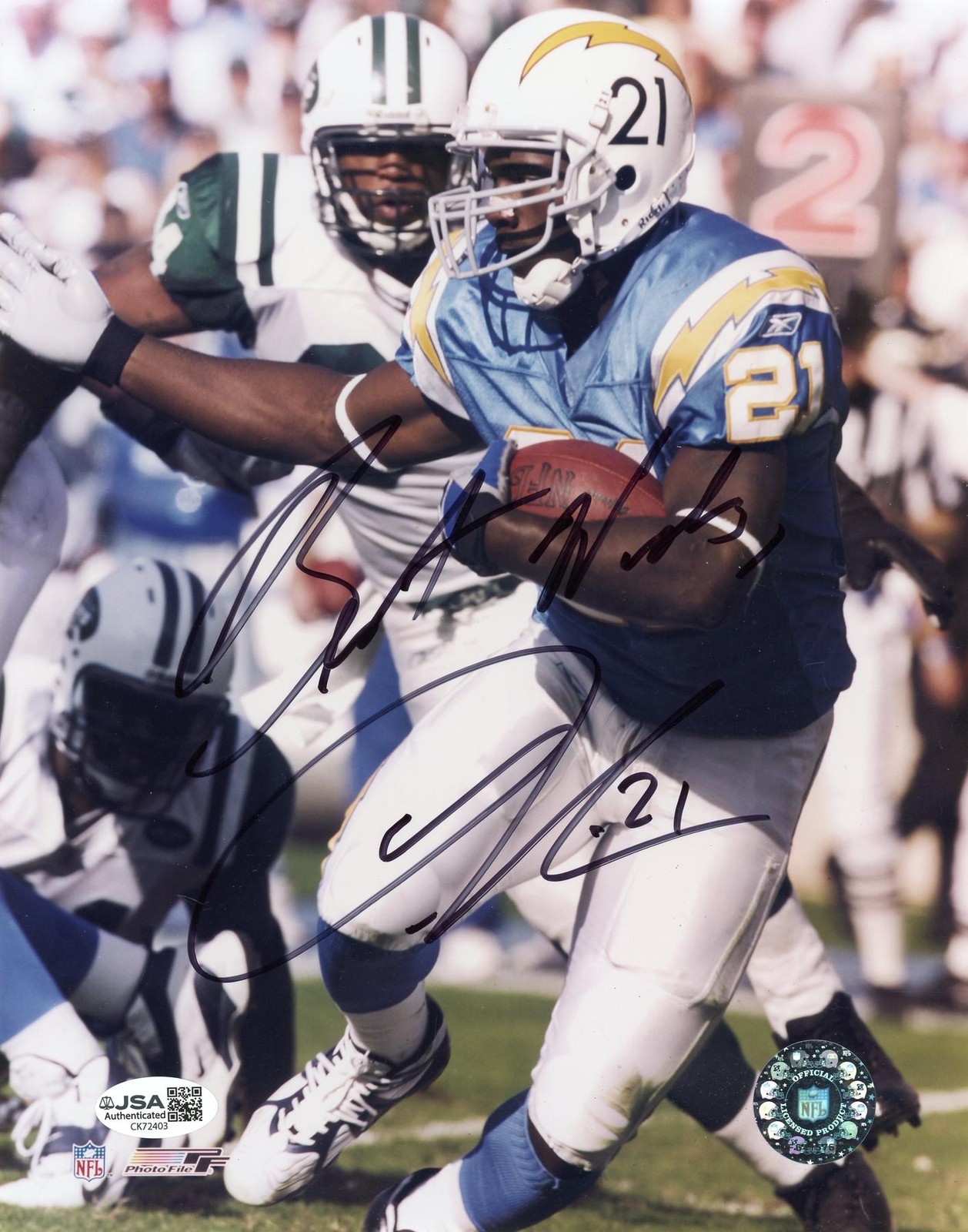 LaDainian Tomlinson Autographed 8x10 Photo JSA CK72403
