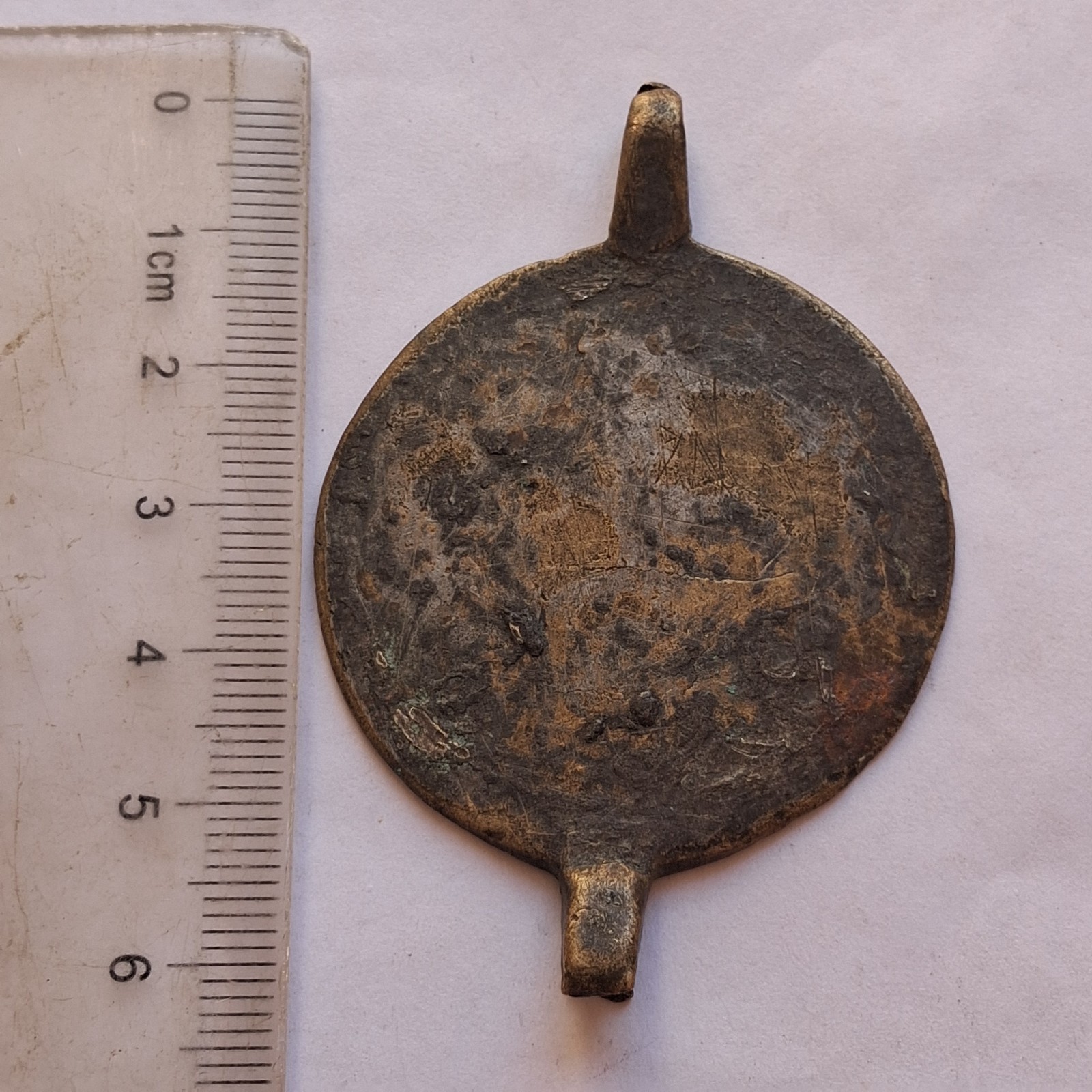 RARE ANCIENT STYLE BRONZE AMULET PENDANT AUTHENTIC VINTAGE TRIBAL ARTIFACT