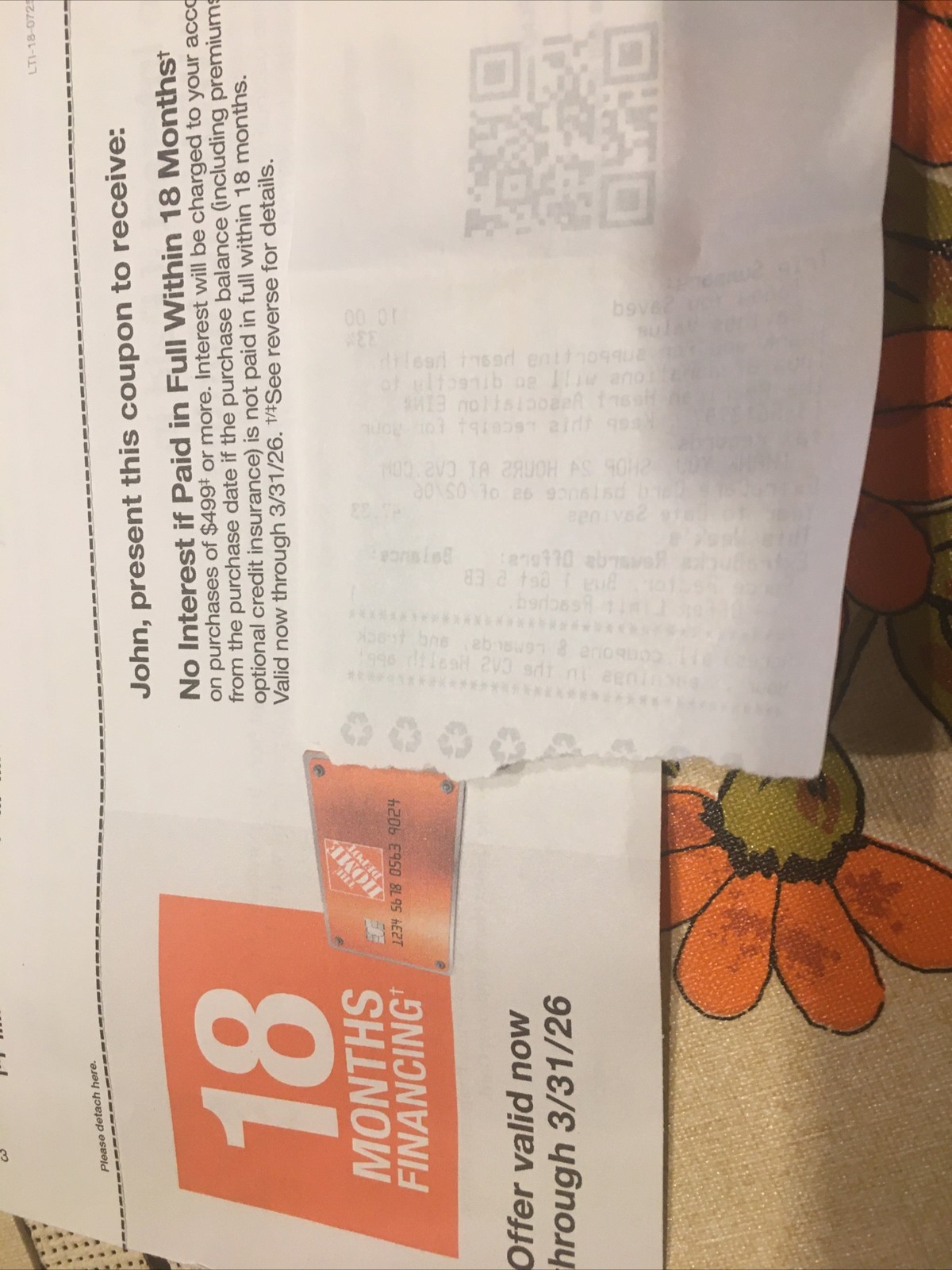 home depot 0% Interest Coupon For 18 Months W/Hd Cc For Purchases $499 Or More