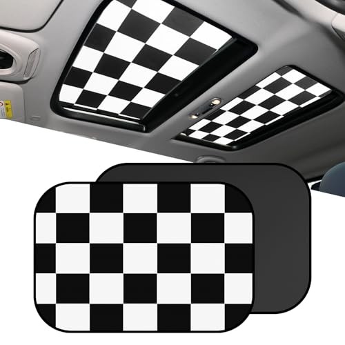 2PCS Car Sunroof Sunshade, Sun Protection Car Roof Cover, Foldable UV Chequer