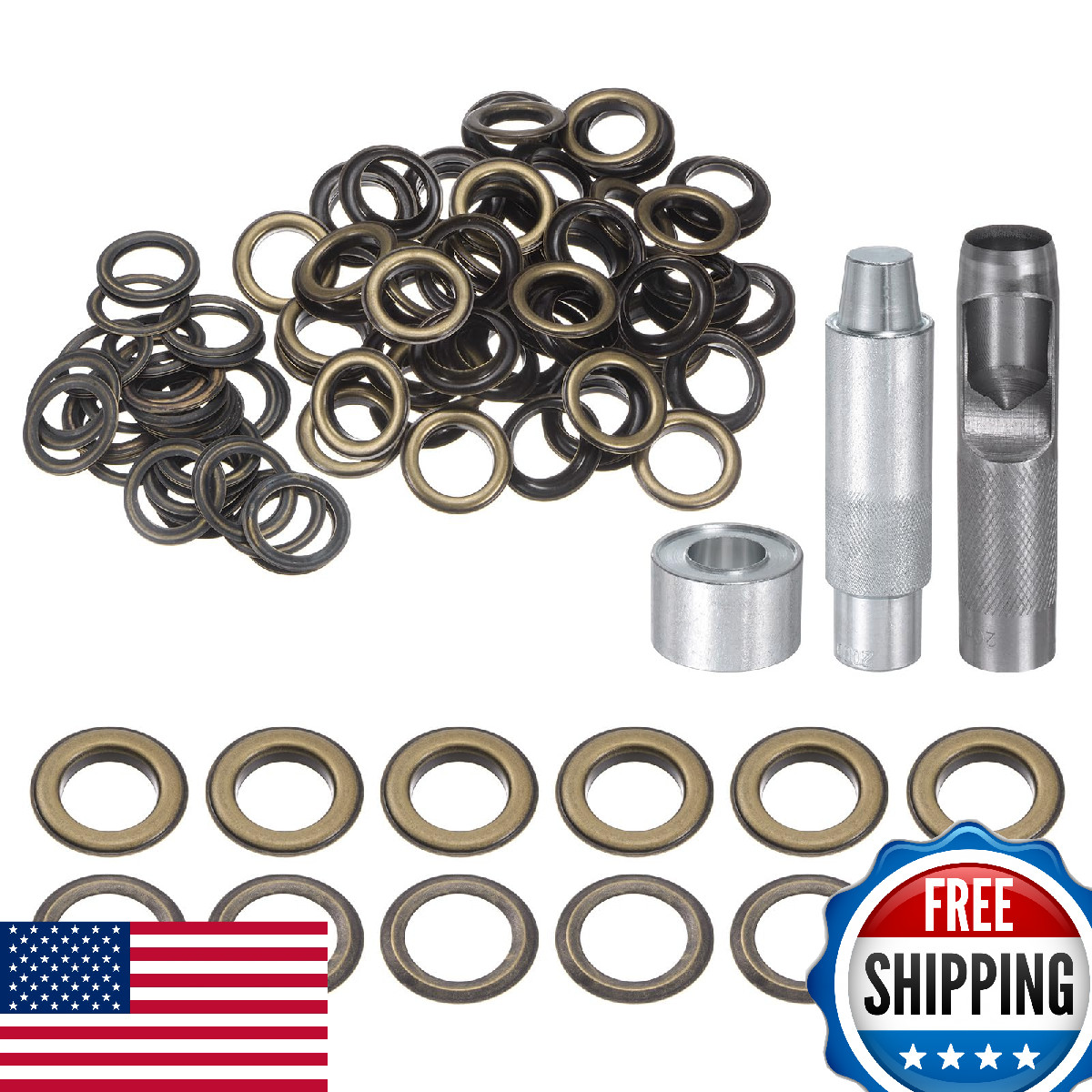 HARFINGTON 100pcs 20mm Copper Grommet Tool Kit Eyelet Set Hole Punch