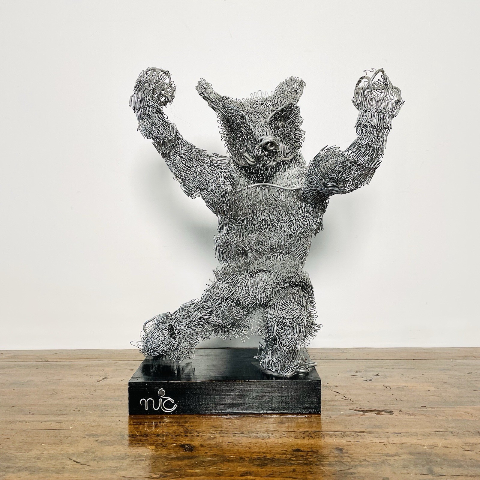 Magnificent Wire Bear Sculpture Signed Nic Broca - Nic & Broca Period