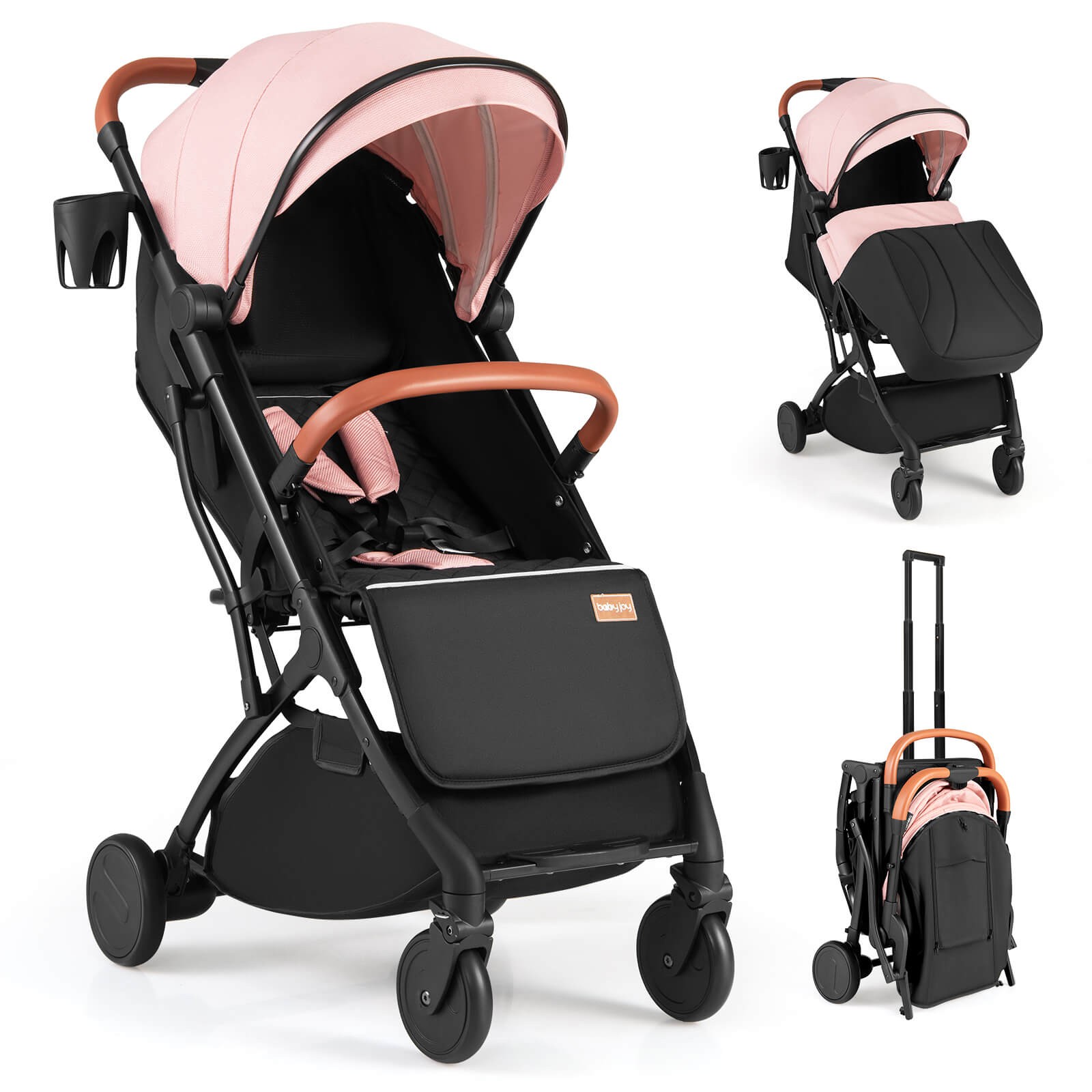 Lightweight Baby Stroller w/One-Hand Folding, Extendable Canopy, Storage Baske