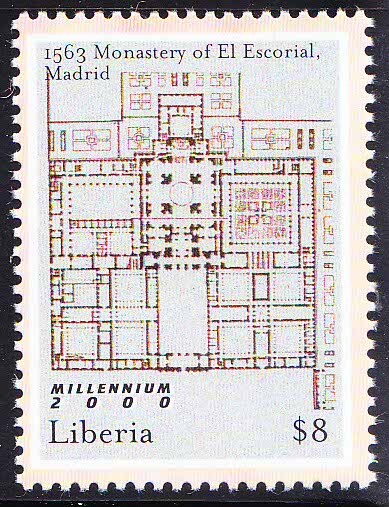 Liberia 2000 MNH, Monestary El Escorial, Religion, Maps, World Heritage 
