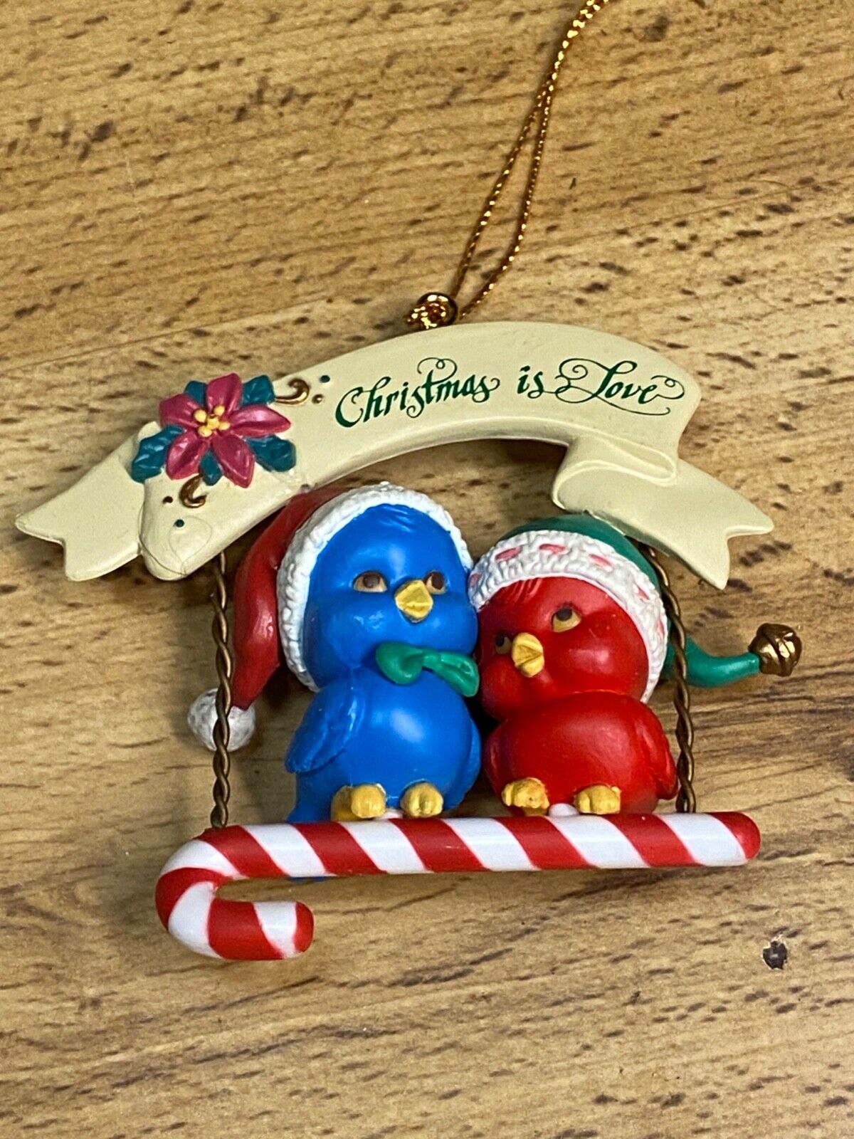 Vintage 1993 Lustre Fame LTD Christmas ornament Christmas Is Love on Candy Cane