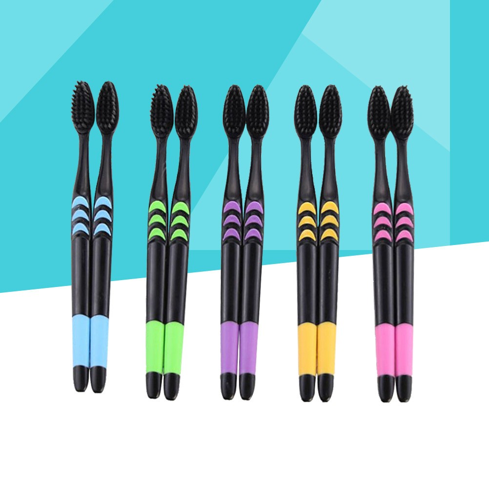 10 Pcs Bamboo Charcoal Toothbrush For Personal Care Teeth Brush Anti Slip Grip