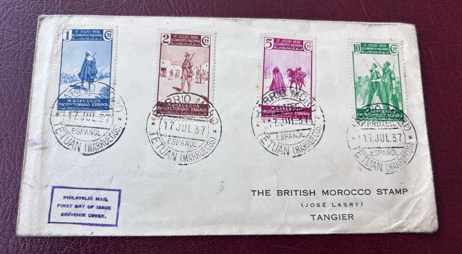 Spanish Morocco 17th July 1937 FDC Rare Cover , Fair Condition