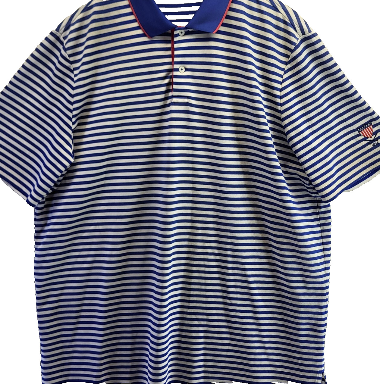 Ralph Lauren RLX Polo Mens XL Blue White Striped DC Short Sleeve Performance