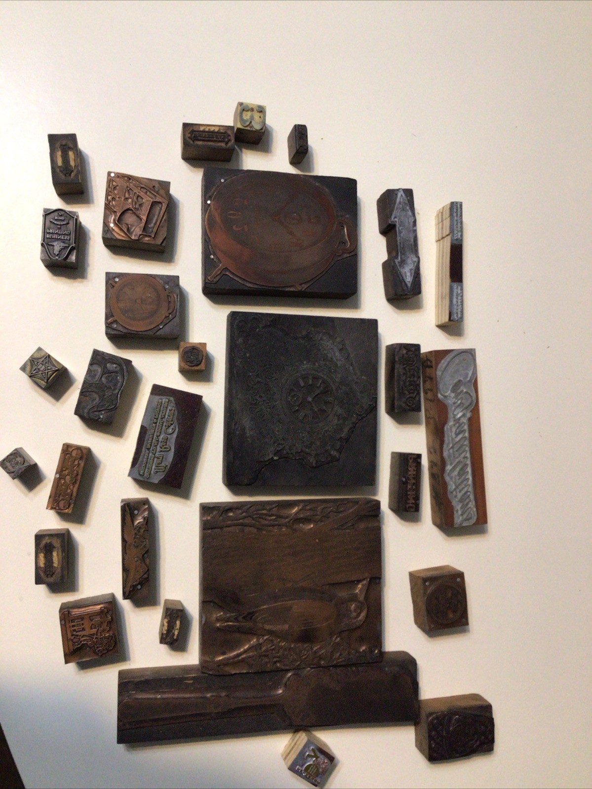 Copper Face Printing Block Old Time Clock Design