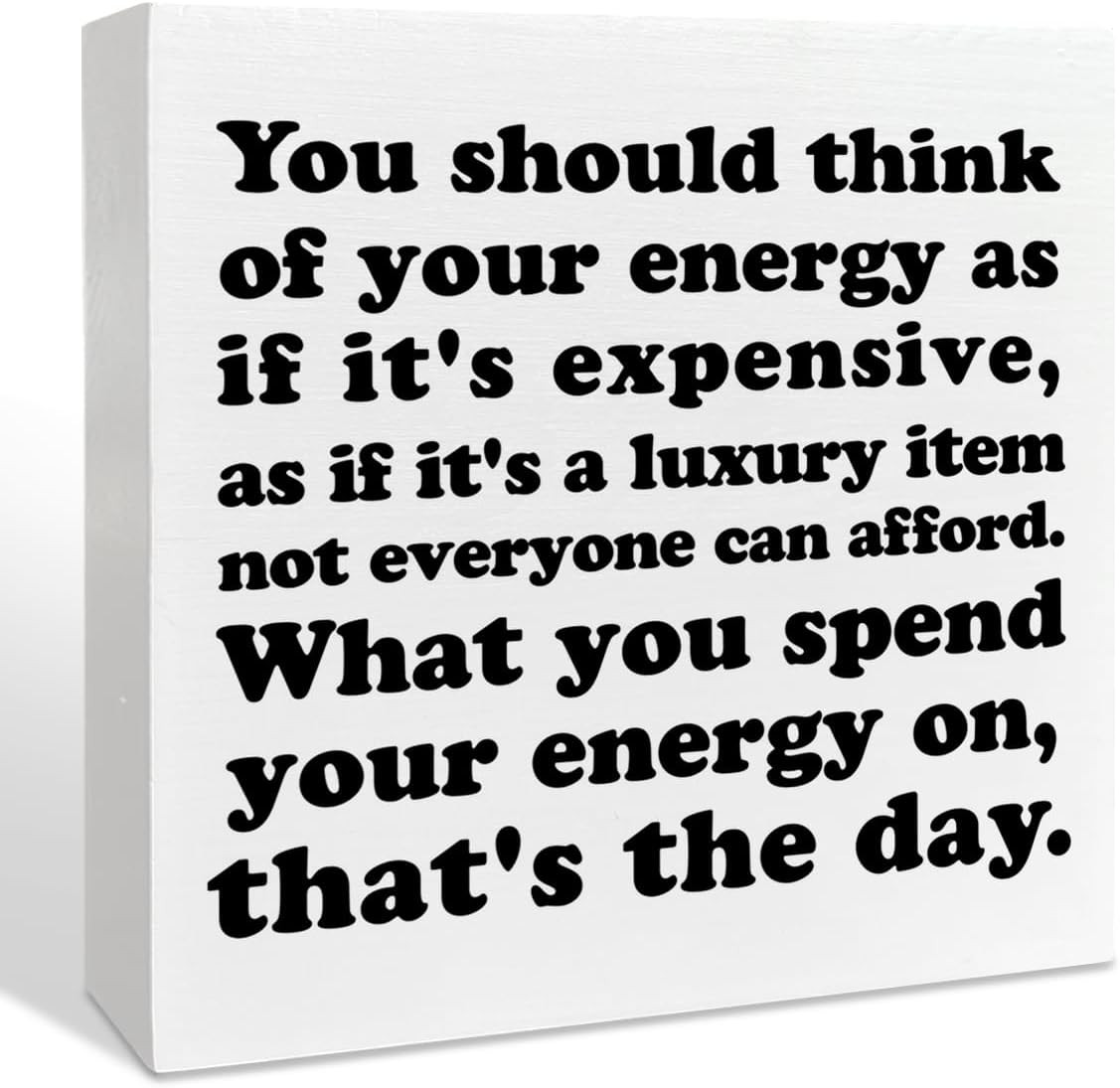 Inspirational Positive Quote Wood Box Sign Desk Accessories Decor for Home Offic