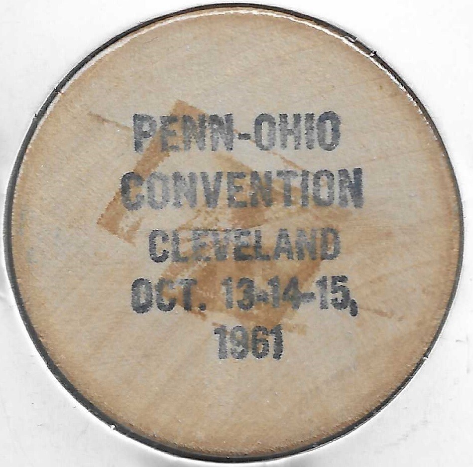 1961, Penn-Ohio Convention, Ohio, Token/Coin Half Disme Wooden Nickel