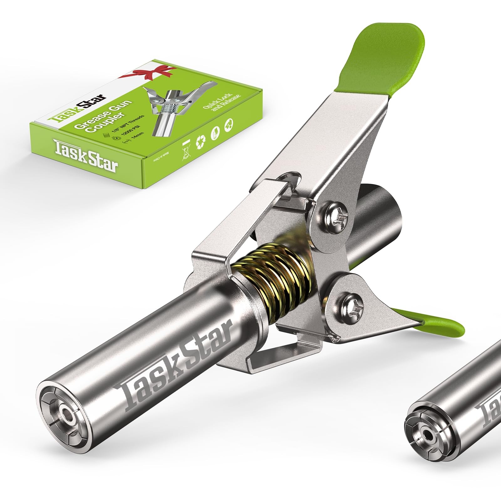 TaskStar 12000 PSI Grease Gun Coupler 2025 Upgrade with QuickRelease Design &...