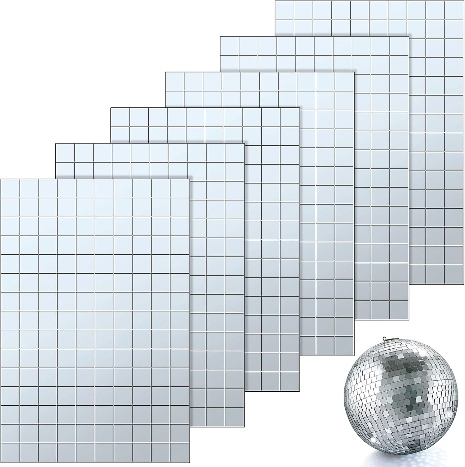 Geiserailie 900 Pieces Mirrors Mosaic Tiles Disco Ball Mirror Self Adhesive Real