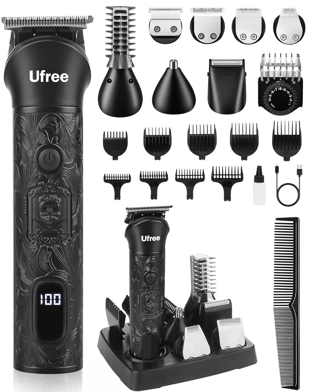 Men Cordless Beard Trimmer for Mustache, Body, Nose and Facial