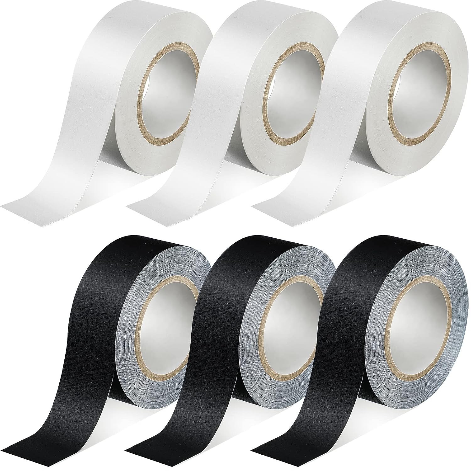 Crtiin 6 Rolls 1 Inch x 10 Yards Black White Gaffers Tape Matte Gaffer