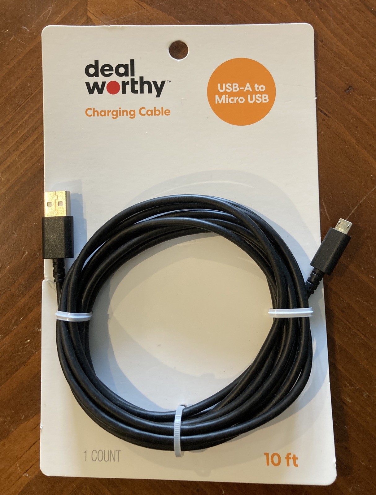 Deal Worthy USB A to Micro USB Charging Cable 10ft Black NEW