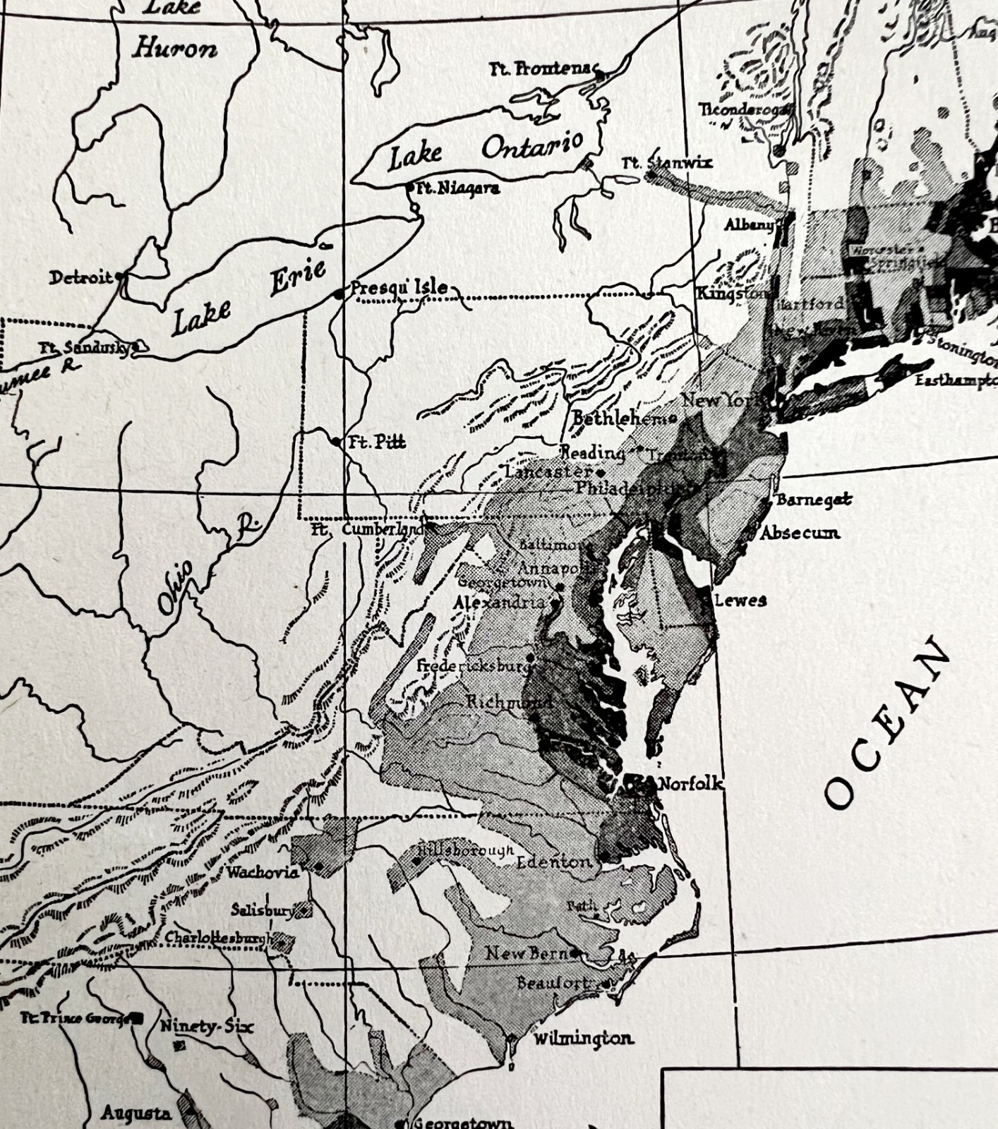 Map 1942 U.S. Colonies In 1760 5.5 x 9" Settlement History Ephemera DWW6B