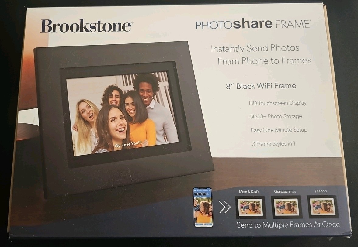Brookstone PhotoShare 8" Smart Digital Picture Frame WiFi, 8 GB, HD Touchscreen