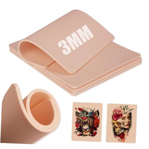  Tattoo Skin - 3Pcs Thick Fake Skin Double Sides Tattoo 3P 3MM Skin 3MM