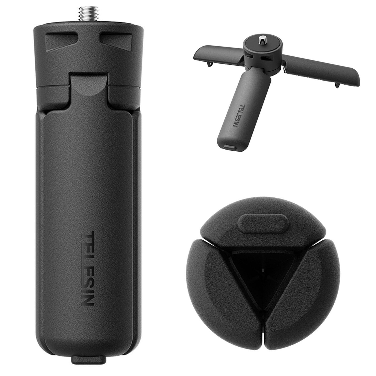 TELESIN 1/4" Screw Auto-Open Mini Stand Tripod Handle Grip Stabilizer for GoPro