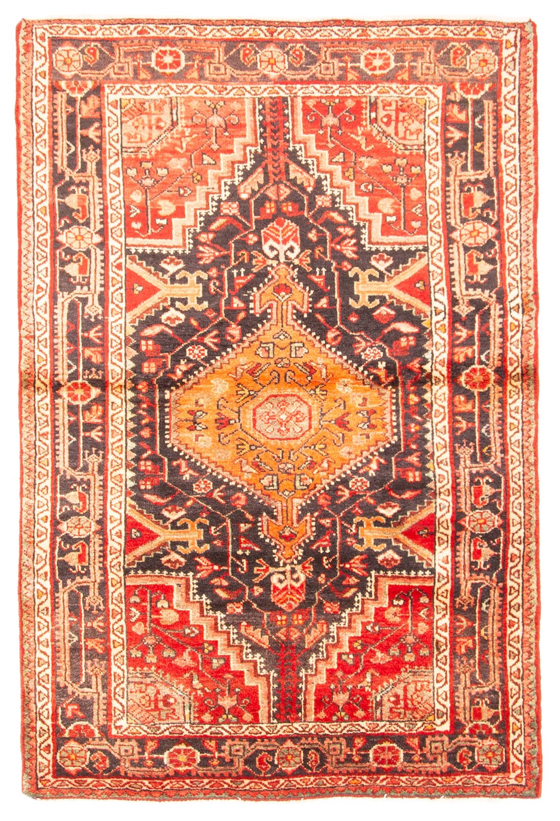 Vintage Hand-Knotted Area Rug 3'8" x 5'7" Traditional Oriental Wool Carpet