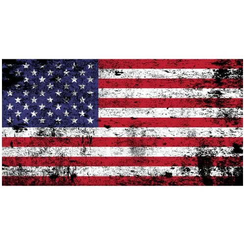  American Flag Decal - Patriotic Vinyl Bumper Sticker for Cars, Distressed Flag