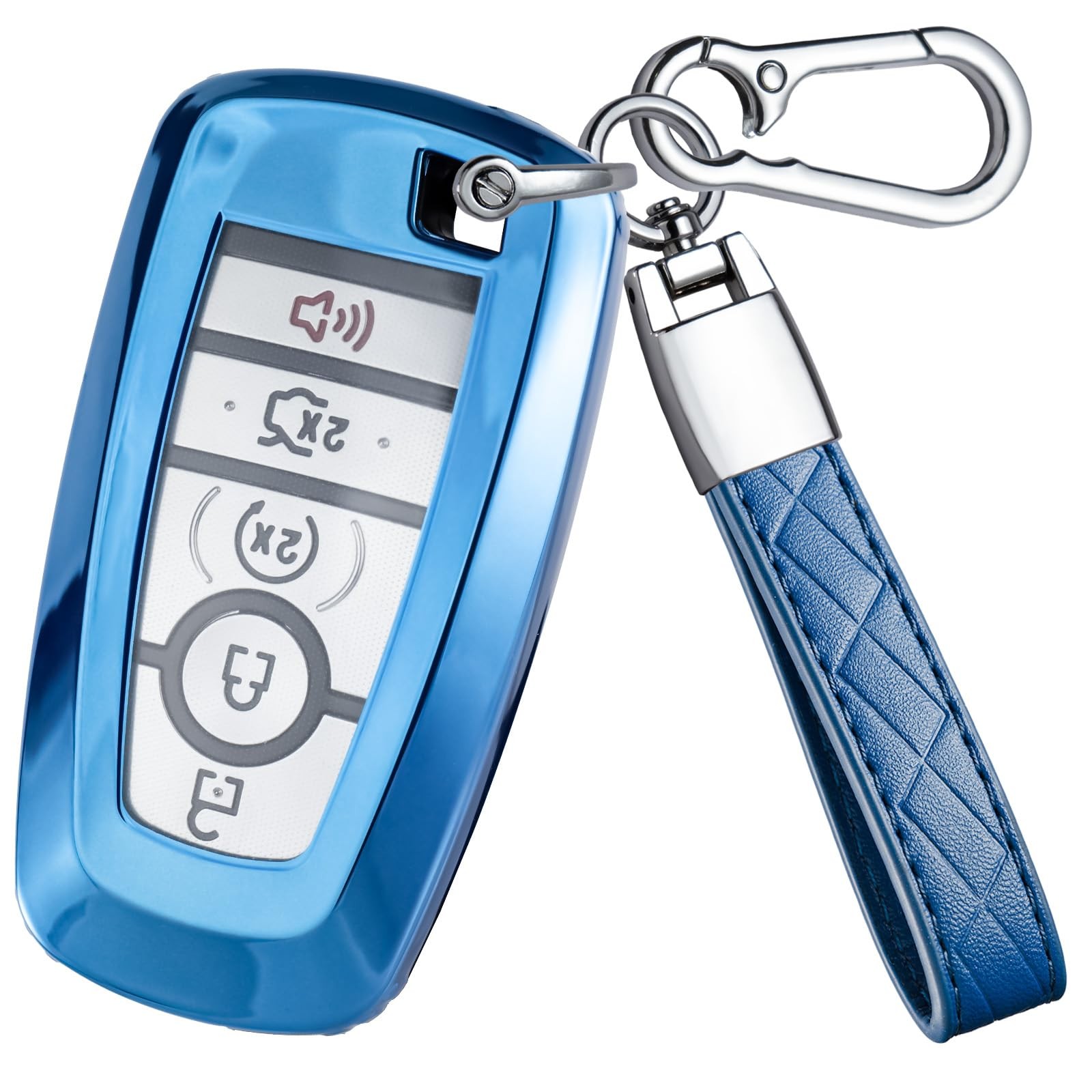 VCCARVN for Ford Key Fob Cover - TPU Shell Case Transparent-blue 