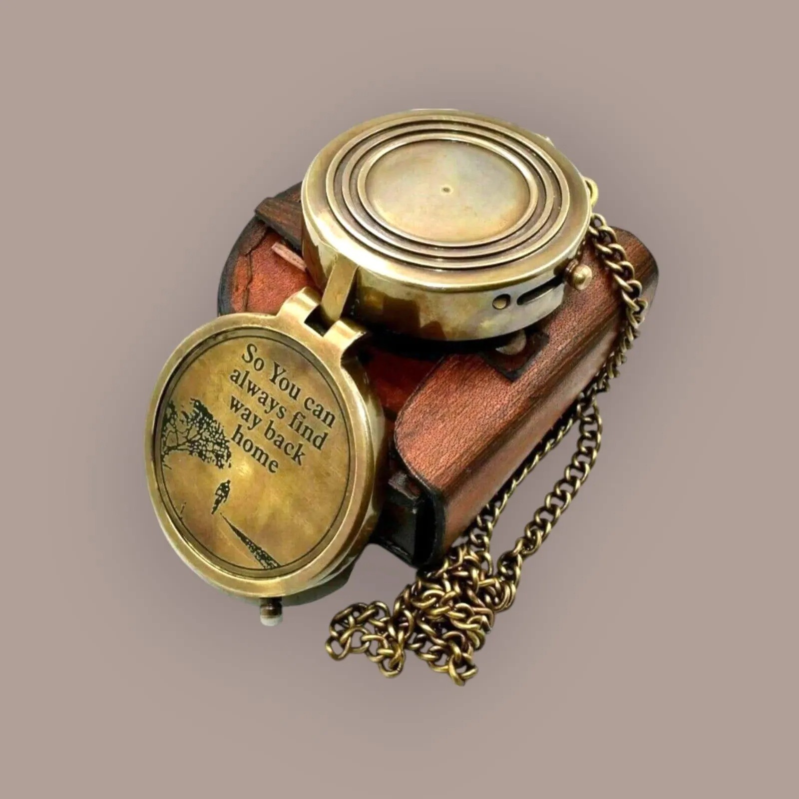 Solid Brass Pocket Compass | Vintage Nautical Navigation Tool | Gift for Sailor
