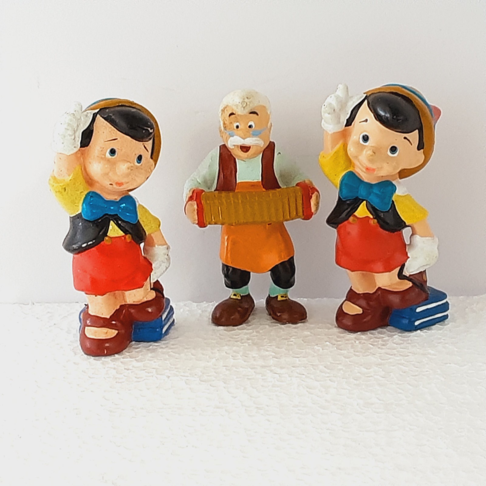 Lot 3 Disney Pinocchio & Geppetto Figures 3" Hard Rubber Cake Toppers Ornaments
