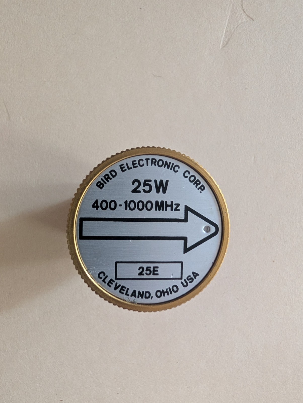 25W 400-100MHz Bird Wattmeter Slug, Used 25E