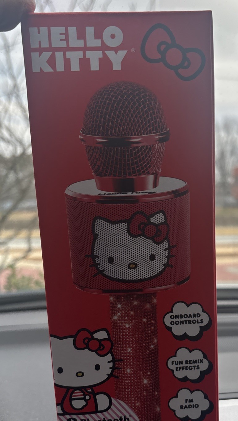 Hello Kitty Bluetooth Karaoke Microphone & Wireless Speaker USB Charging Red NIB