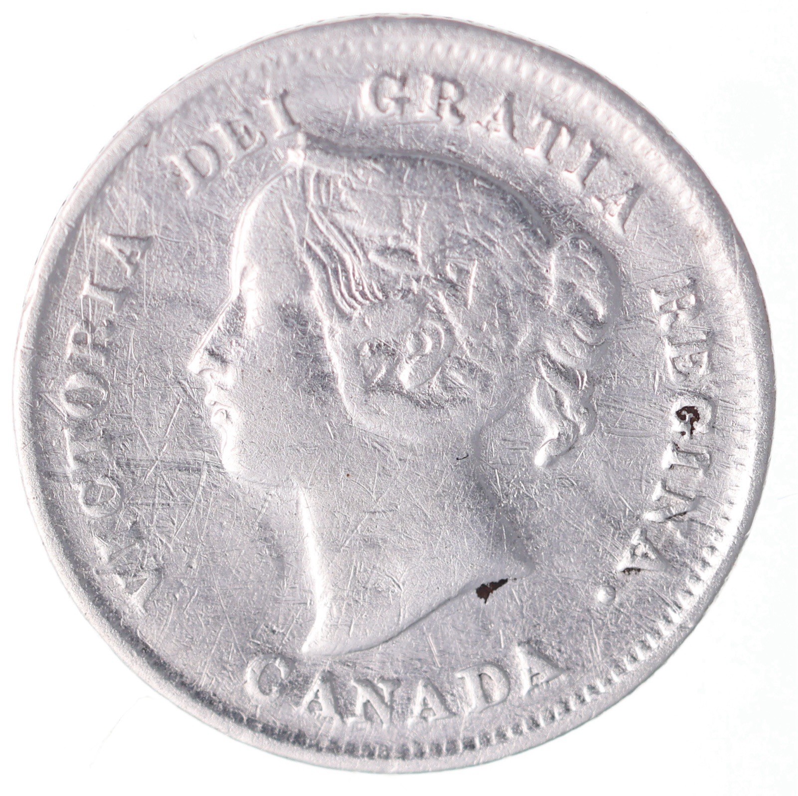 1897 Canada 5 Cents Narrow 8 - VF - Cleaned Lot#13656