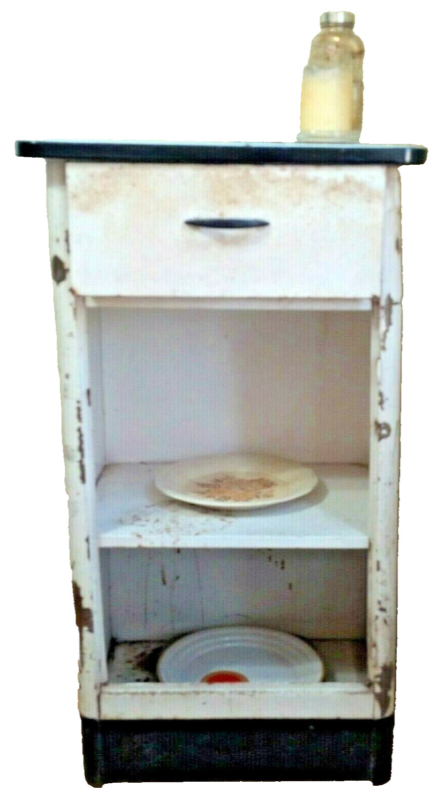 Antique Vintage Metal Mid Century Cabinet plz read drawer sticks