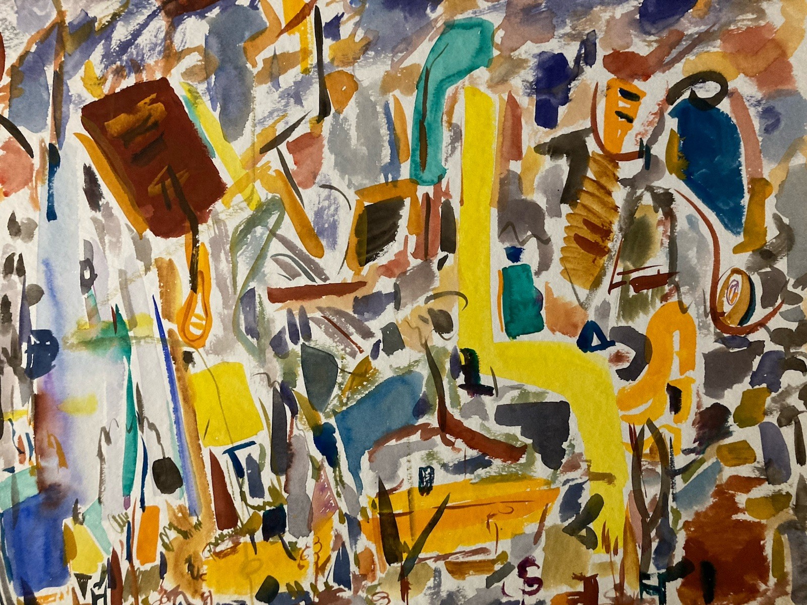 Very Beautiful Abstract Painting To Identify Gouache On Paper Abstract Art 1980