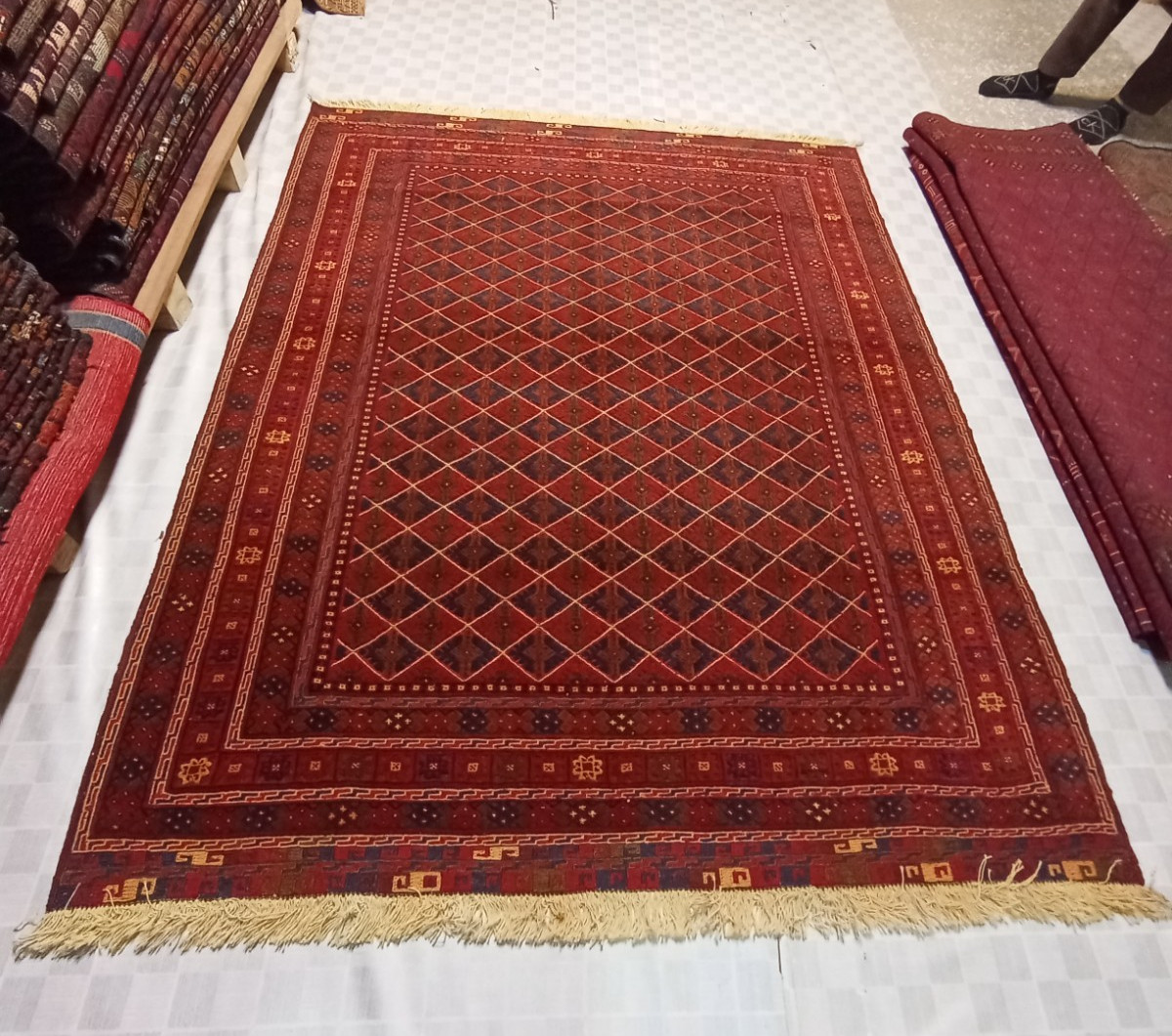 Afghan Mushwani Handmade Kilim Rug 2.5x2 ft Tribal Geometric Belgian Wool Carpet