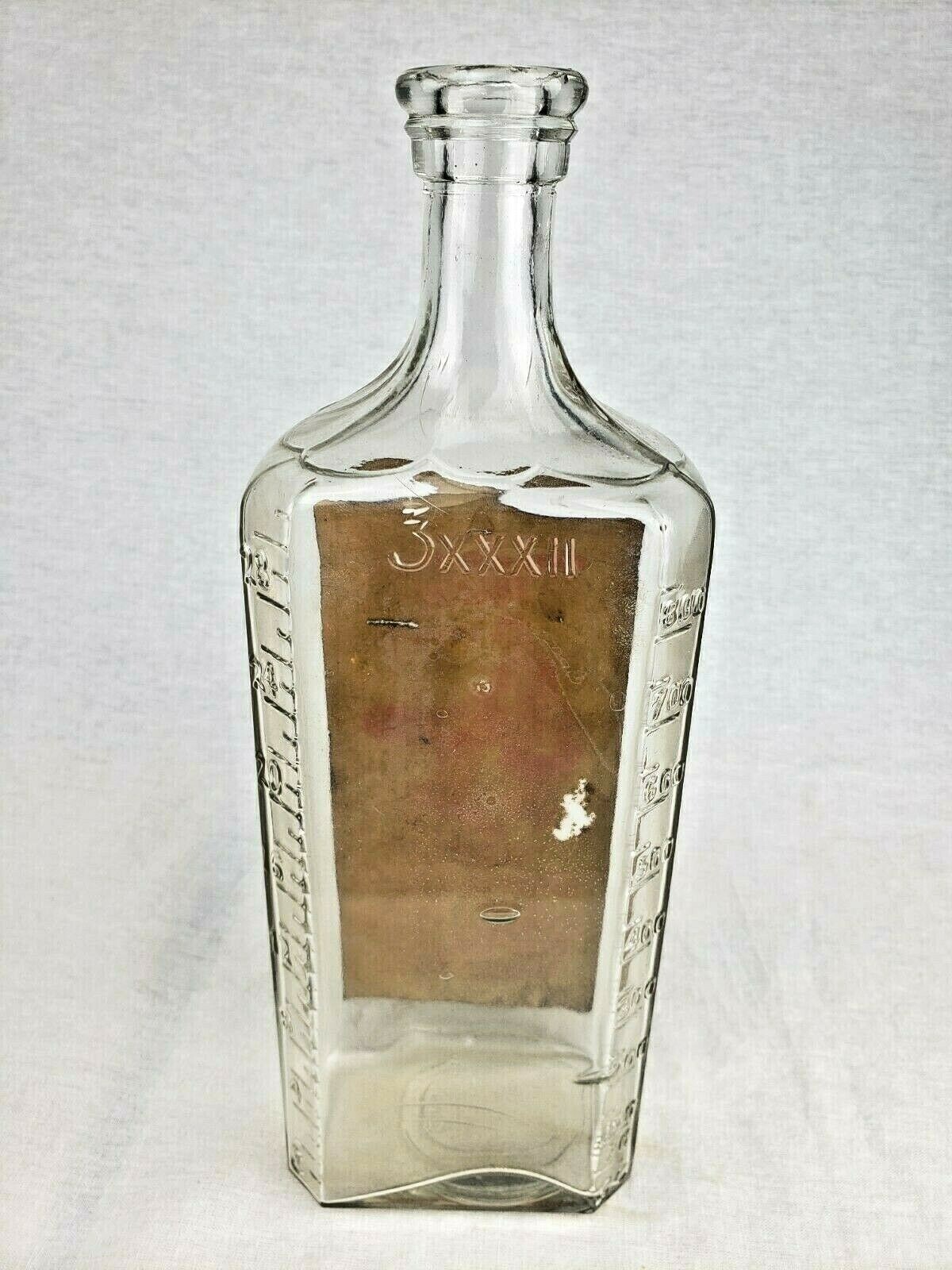 Antique Medicine Bottle HUGE 32 Oz 3xxxii Pharmacy Apothecary Cork Top Cure Med