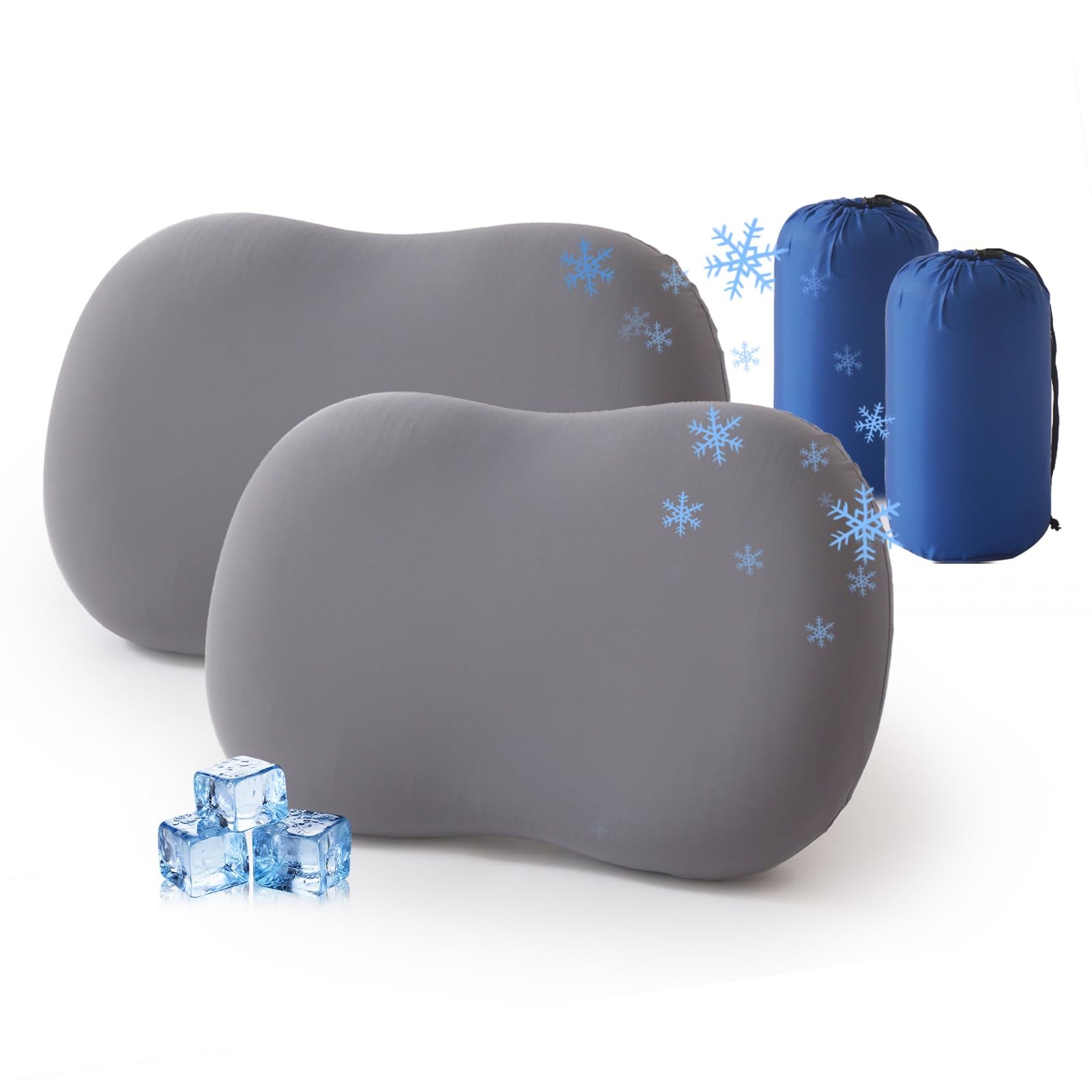 2 Pack Memory Foam Travel Pillow Camping Pillow Medium Firm Bed Pillows for S...