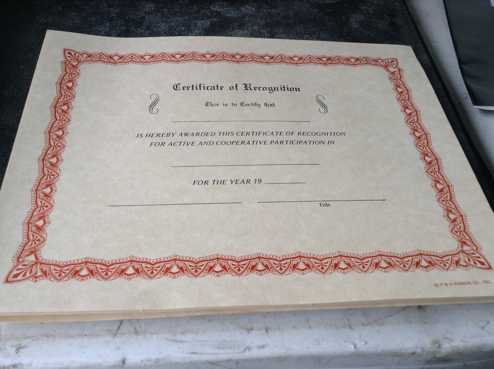 Certificates of Recognition 