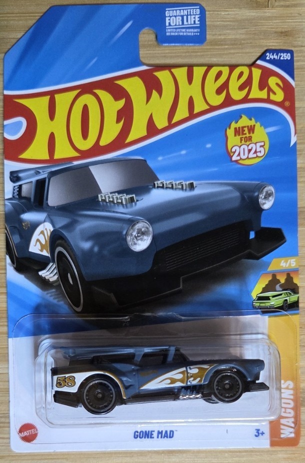 Gone Mad in Flat Dark Gray and Flamed : Hot Wheels Wagons Series 2025 : HYW56