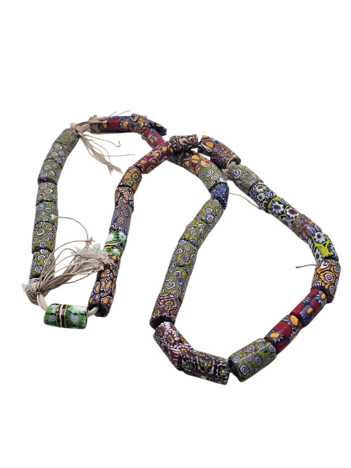 Vintage Venetian Millefiori African Trade Bead Necklace Multi Color 28"