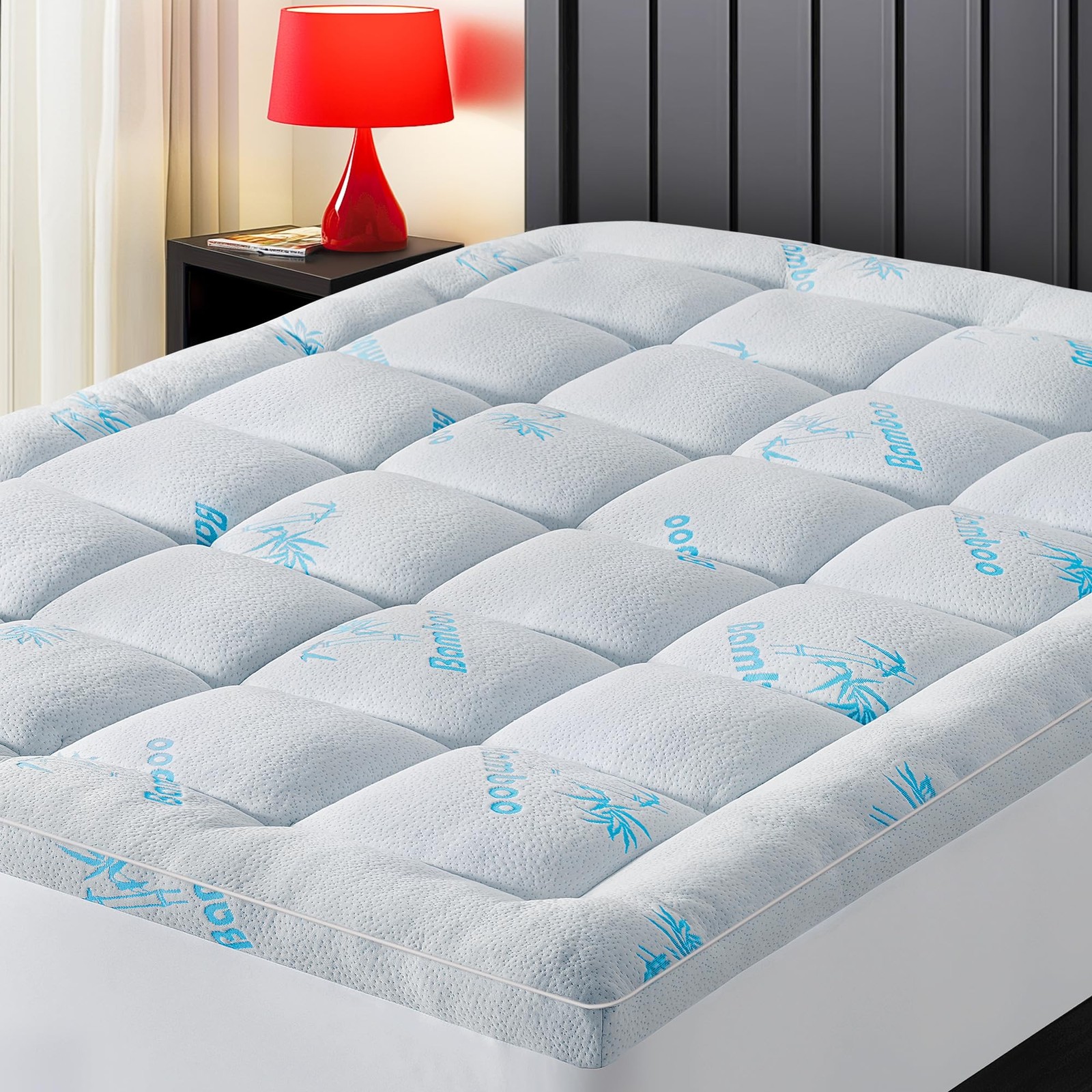 Mattress Topper Queen Size,Viscose Made from Bamboo Extra Thick Mattress Pad ...