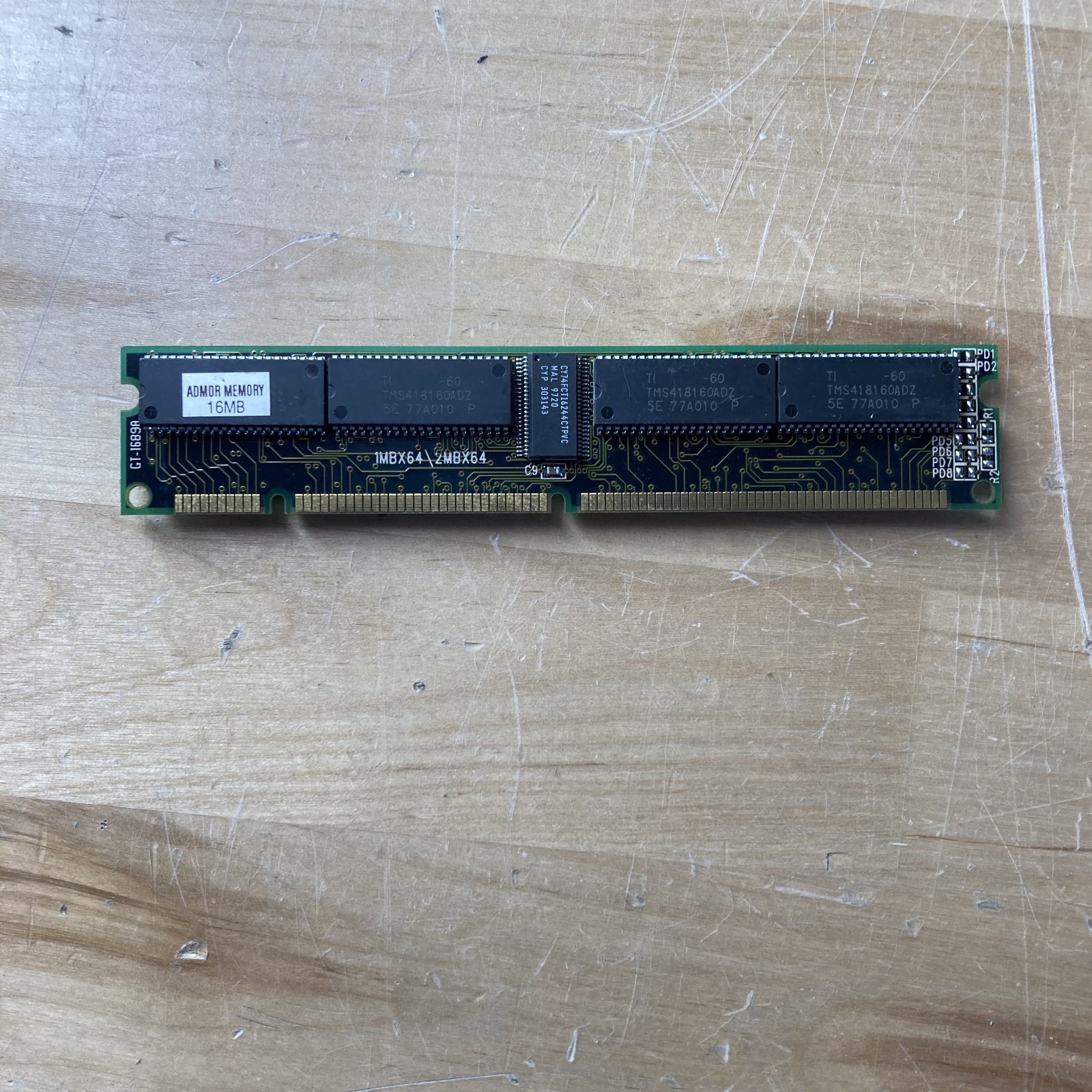 Admor Memory GT-1689A 16MB EDO DRAM SIMM Texas Instruments TMS418160ADZ 1MBX64