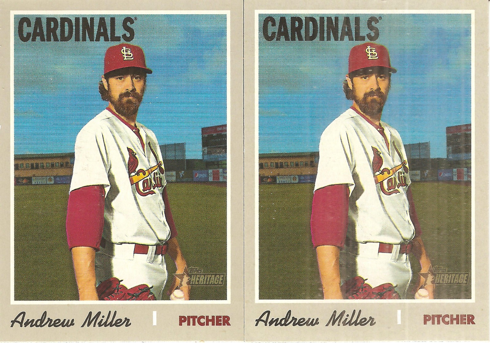 2 CARD 2019 TOPPS HERITAGE ANDREW MILLER BASEBALL CARD LOT